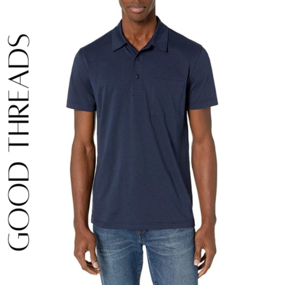 GOODTHREADS Men's Navy Blue Cotton Polo Shirt Size Small NWT